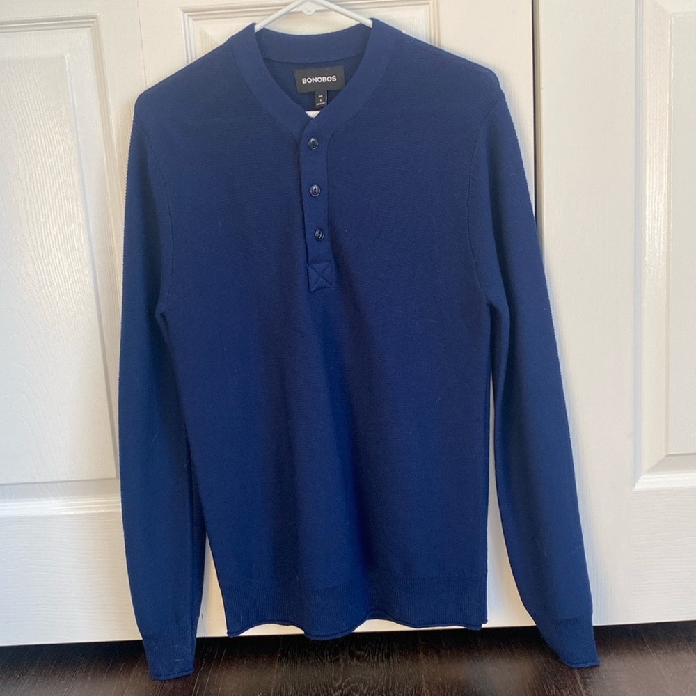 Bonobos Navy Slim Fit 1/4 Button Sweater